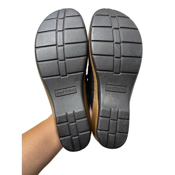 Josef Seibel Black Leather Clogs Comfort Chunky Sz 42 Studded US 11.5 - Picture 5 of 8